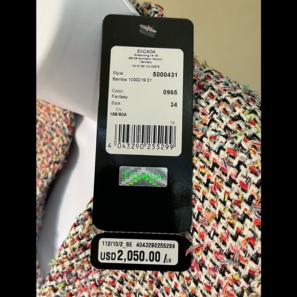 Escada NWT blazer jacket shaped waist multicolor “fantasy” style Bamba all lined - Picture 4 of 4